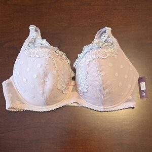 Adore Me Pink Lace Polka Dot Bra New